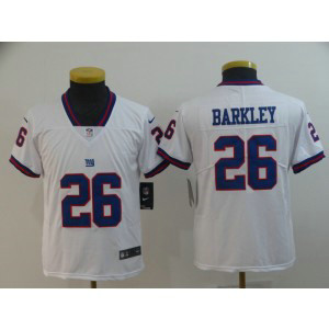 Nike Giants 26 Saquon Barkley White Color Rush Limited Youth Jersey