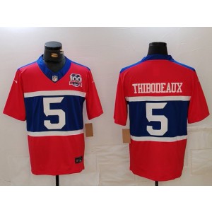 Nike Giants 5 Kayvon Thibodeaux Red 2024 F.U.S.E. Vapor Limited Men Jersey with 100th patch
