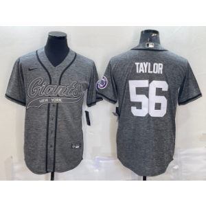 Nike Giants 56 Lawrence Taylor Grey With Patch Vapor Baseball Limited Men Jersey