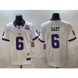 Nike Giants 6 Dart White F.U.S.E. Vapor Limited Men Jersey with 100th Patch