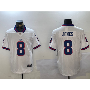 Nike Giants 8 Daniel Jones White Color Rush Limited Men Jersey