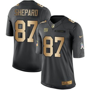 Nike Giants 87 Sterling Shepard Anthracite Gold Salute to Service Limited Men Jersey