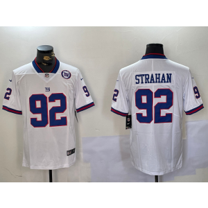 Nike Giants 92 Michael Strahan White Color Rush Limited Men Jersey