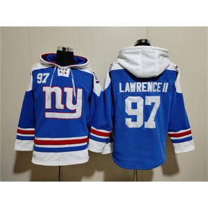 Nike Giants 97 Dexter Lawrence II Blue Ageless Must-Have Lace-Up Pullover Hoodie