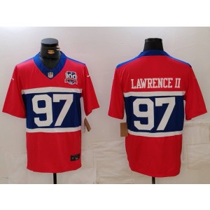 Nike Giants 97 Dexter Lawrence Red 2024 F.U.S.E. Vapor Limited Men Jersey with 100th patch
