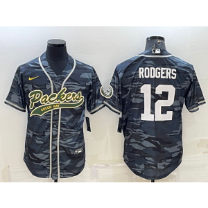 Nike Green Bay Packers 12 Aaron Rodgers Camo White Vapor Baseball Limited Men Jersey