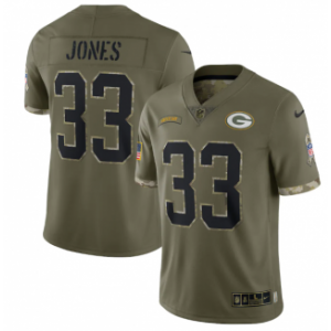Nike Green Bay Packers 33 Aaron Jones Olive 2022 Salute To Service Limited Men Jersey
