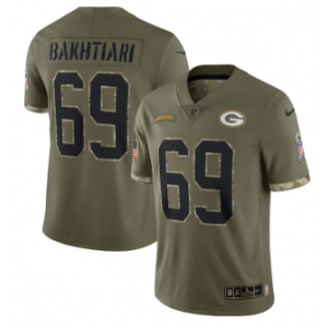 Nike Green Bay Packers 69 David Bakhtiari Olive 2022 Salute To Service Limited Men Jersey