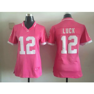 Nike Indianapolis Colts 12 Andrew Luck Pink Women Jersey