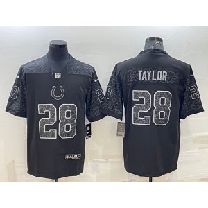 Nike Indianapolis Colts 28 Jonathan Taylor Black Reflective Vapor Limited Men Jersey