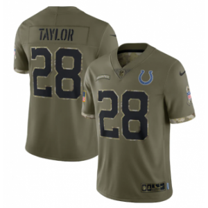 Nike Indianapolis Colts 28 Jonathan Taylor Olive 2022 Salute To Service Limited Men Jersey