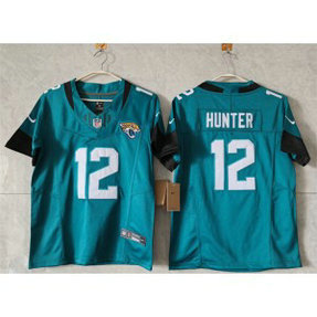 Nike Jaguars 12 Travis Hunter Teal F.U.S.E. Vapor Limited Women Jersey(Run Small)