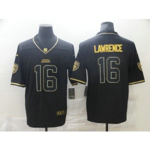 Nike Jaguars 16 Trevor Lawrence Black Gold Vapor Limited Men Jersey