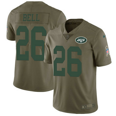 Nike Jets #26 Le'Veon Bell Olive Men's Stitched NFL Limited 2017 Salute To Service Jersey