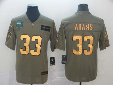 Nike Jets 33 Jamal Adams 2019 Olive Gold Salute To Service Limited Jersey