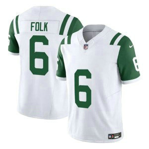 Nike Jets 6 Nick Folk White Classic Alternate F.U.S.E. Vapor Limited Men Jersey
