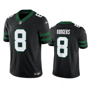 Nike Jets 8 Aaron Rodgers Black 2024 F.U.S.E. Vapor Limited Men Jersey