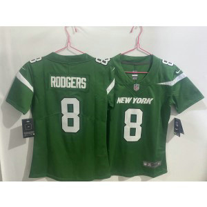 Nike Jets 8 Aaron Rodgers Green Vapor Untouchable Limited Women Jersey
