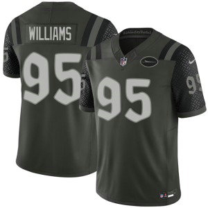 Nike Jets 95 Quinnen Williams Black 2025 Rivalries F.U.S.E. Vapor Limited Men Jersey