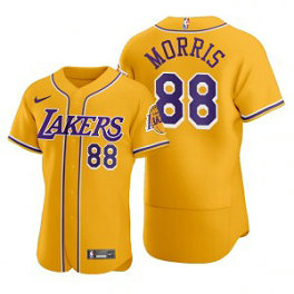 Nike Lakers 88 Markieff Morris Gold 2020 NBA X MLB Crossover Edition Men Jersey