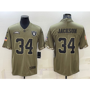 Nike Las Vegas Raiders 34 Bo Jackson Olive 2022 Salute To Service Limited Men Jersey