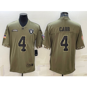Nike Las Vegas Raiders 4 Derek Carr Olive 2022 Salute To Service Limited Men Jersey