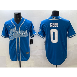 Nike Lions 0 Gibbs Blue Baseball Vapor Limited Men Jersey