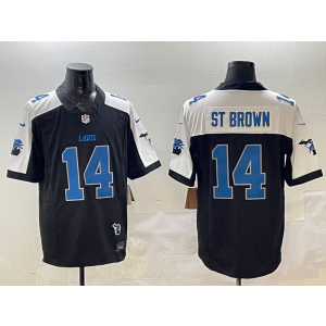 Nike Lions 14 Amon-Ra St. Brown Black Thanksgiving F.U.S.E. Vapor Limited Men Jersey