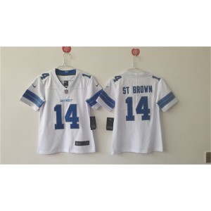 Nike Lions 14 Amon-Ra St. Brown White Vapor Untouchable Limited Women Jersey(Run Small)