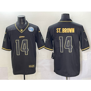 Nike Lions 14 St Brown Black Gold Vapor Limited Men Jersey