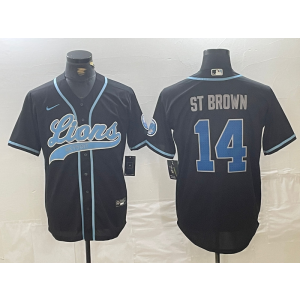 Nike Lions 14 St Brown Black Vapor Baseball Limited Men Jersey
