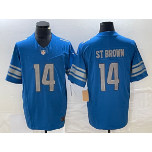 Nike Lions 14 St Brown Blue 2023 F.U.S.E Vapor Limited Men Jersey