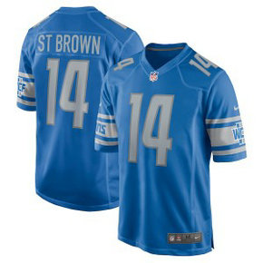 Nike Lions 14 St Brown Blue Vapor Untouchable Limited Men Jersey