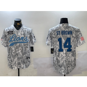 Nike Lions 14 St Brown Camo Vapor Baseball Limited Men Jersey