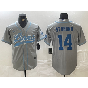 Nike Lions 14 St Brown Gray Vapor Baseball Limited Men Jersey