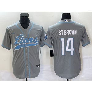Nike Lions 14 St Brown Grey Baseball Vapor Limited Men Jersey