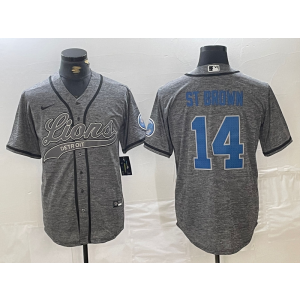 Nike Lions 14 St Brown Grey Vapor Baseball Limited Men Jersey