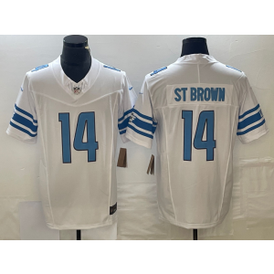 Nike Lions 14 St Brown White 2023 F.U.S.E Vapor Limited Men Jersey