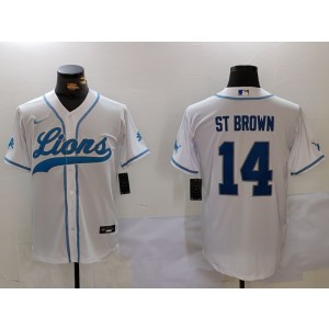 Nike Lions 14 St Brown White Vapor Baseball Limited Men Jersey