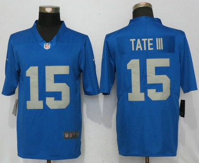 Nike Lions 15 Golden Tate III Blue 2017 Throwback Vapor Untouchable Limited Player Jersey