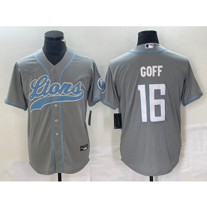 Nike Lions 16 Jared Goff Grey Vapor Baseball Limited Men Jersey
