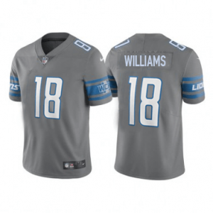 Nike Lions 18 Jameson Williams Grey 2022 NFL Draft Vapor Untouchable Limited Men Jersey