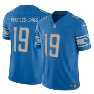 Nike Lions 19 Donovan Peoples-Jones Blue 2023 F.U.S.E Vapor Limited Men Jersey