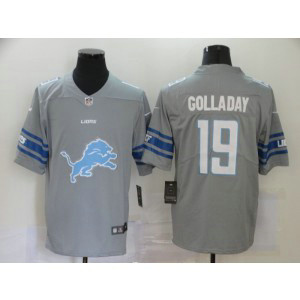Nike Lions 19 Kenny Golladay Big Team Logo Grey Limited Men Jersey