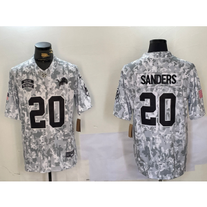 Nike Lions 20 Barry Sanders Arctic Camo 2024 F.U.S.E. Salute to Service Limited Men Jersey