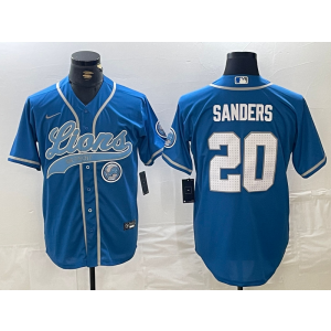Nike Lions 20 Barry Sanders Blue Vapor Baseball Limited Men Jersey