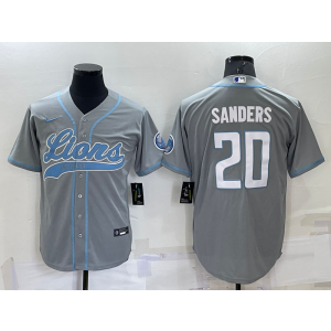 Nike Lions 20 Barry Sanders Grey Vapor Baseball Limited Men Jersey