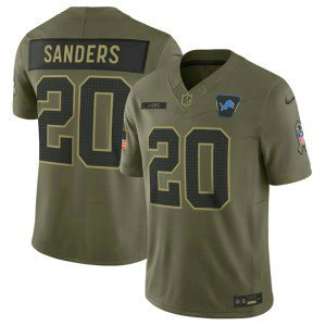 Nike Lions 20 Barry Sanders Olive 2025 Salute to Service F.U.S.E. Vapor Limited Men Jersey