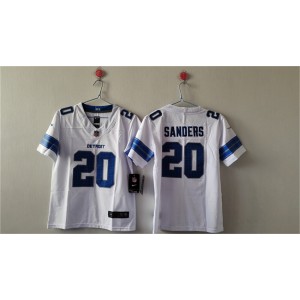 Nike Lions 20 Barry Sanders White Vapor Untouchable Limited Women Jersey(Run Small)
