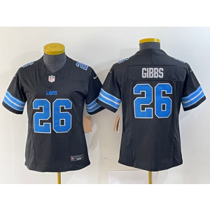 Nike Lions 26 Jahmyr Gibbs Black 2024 F.U.S.E. Vapor Limited Women Jersey Nike Lions 26 Jahmyr Gibbs Black 2024 F.U.S.E. Vapor Limited Women Jersey